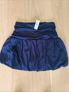 LOFT Navy Bubble Skirt with Stretch Waistband